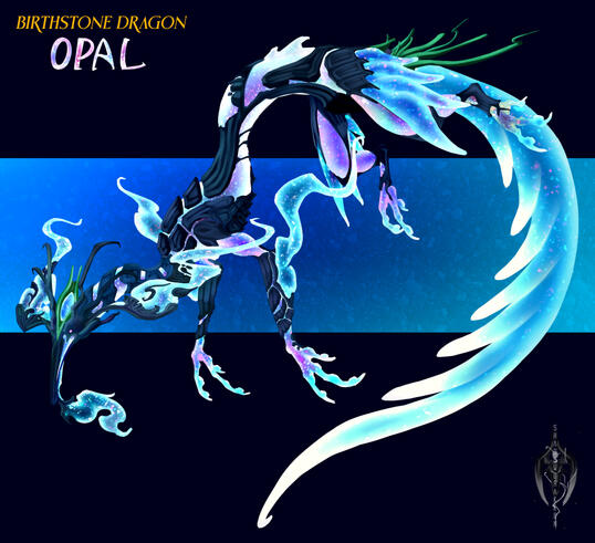Opal Dragon. Commissioned by Mote on Discord/BlueSky.